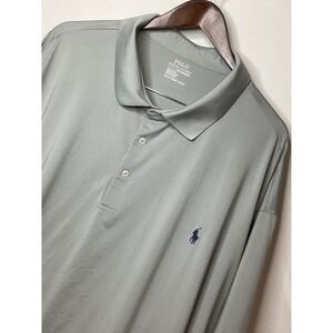 Polo Ralph‎ Lauren Performance Long Sleeve Gray Golf Polo Shirt